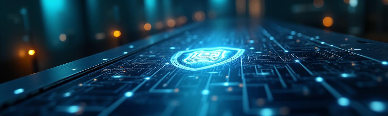 Abstract representation of data protection and legal security in the manufacturing sector